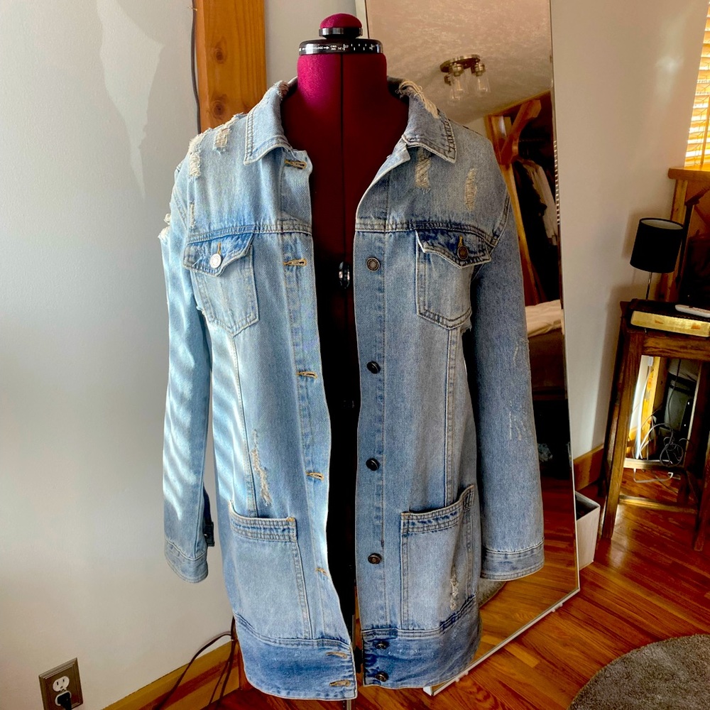 🎄BF🎄Sale Kancan Boutique Destructed Denim Jacket/Dress